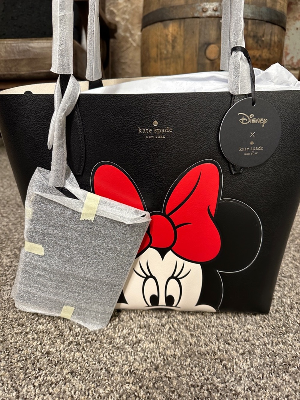 Kate Spade x Disney  Black Tote with Minnie Red Bow Graphic